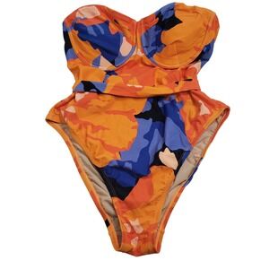 Tabitha Brown Women One Piece Swimsuit XL Orange Blue Camo‎ Underwire